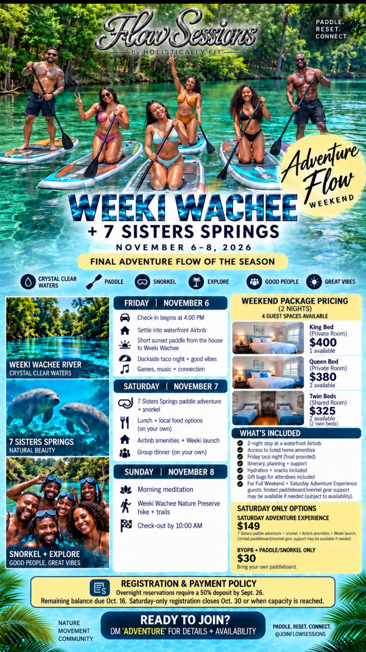 Adventure Flow | Weeki Wachee + Seven Sisters Springs | Spring Hill, FL | Nov 6–8, 2026